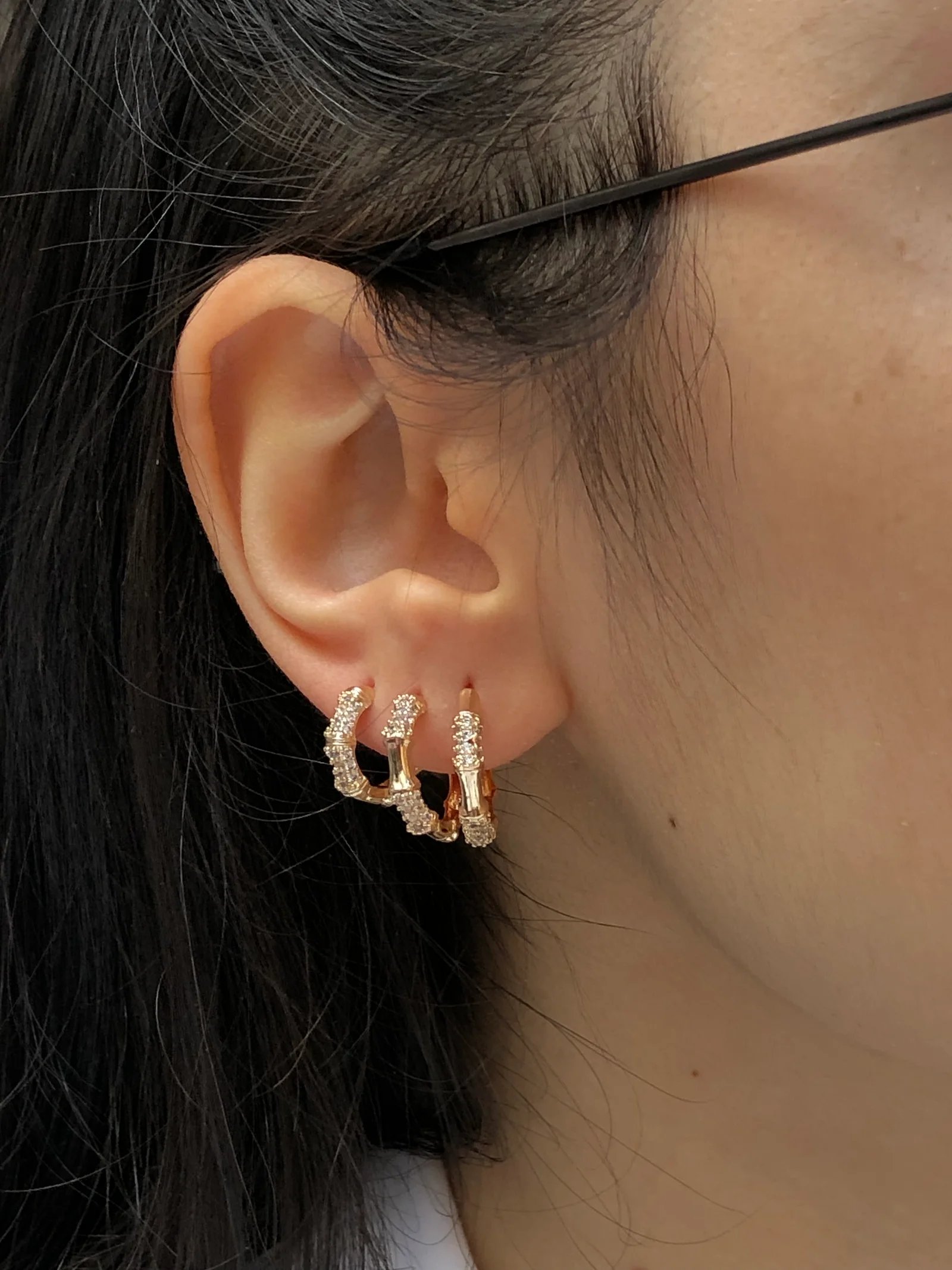 Üçlü Çelik Gold Küpe