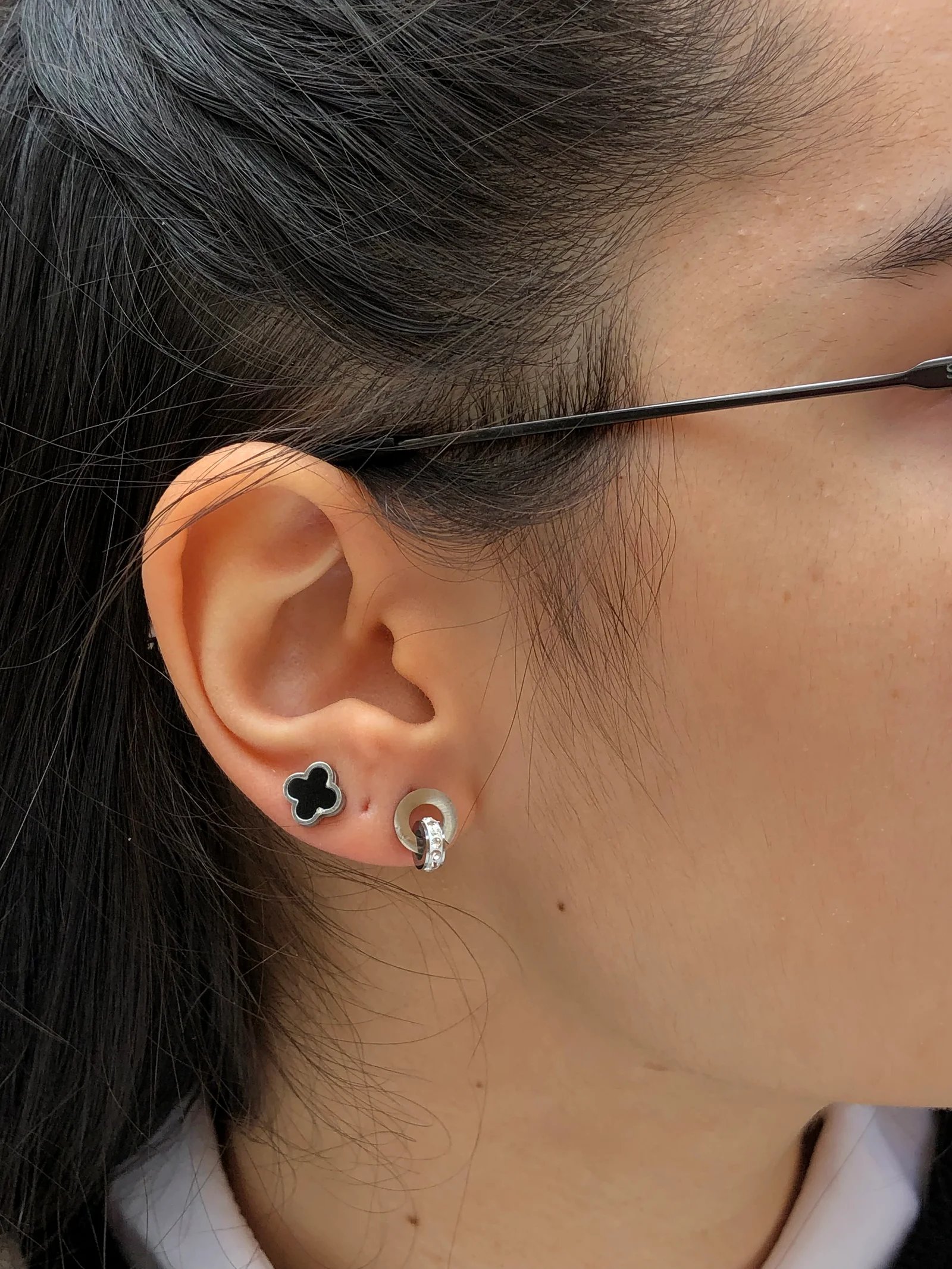 İkili silver kombin küpe