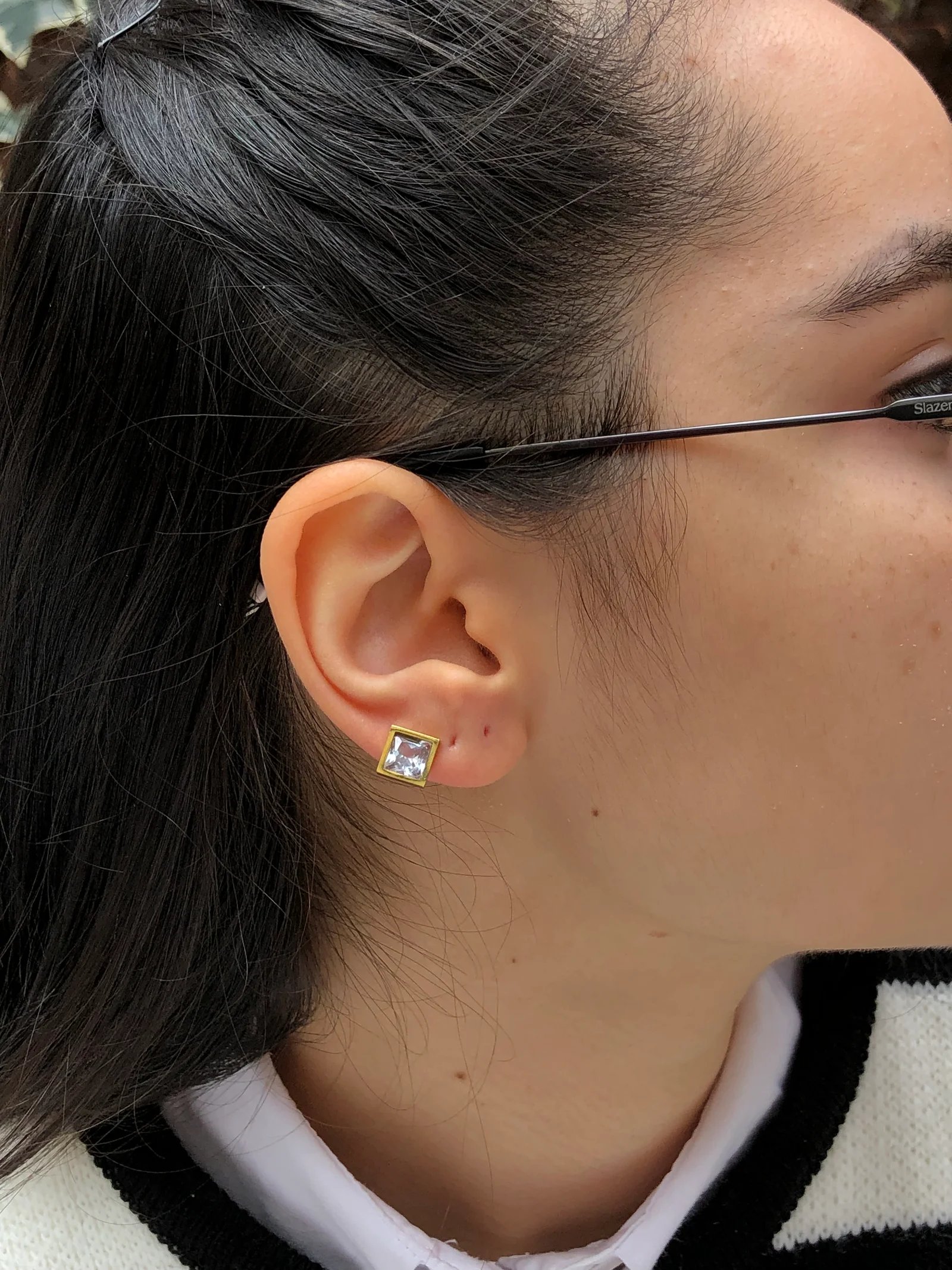 Tekli gold baget çelik küpe