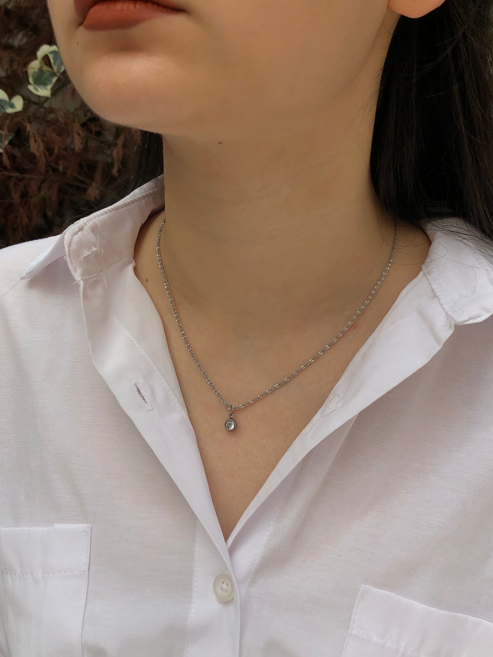 Silver Çelik Tektaş Kolye