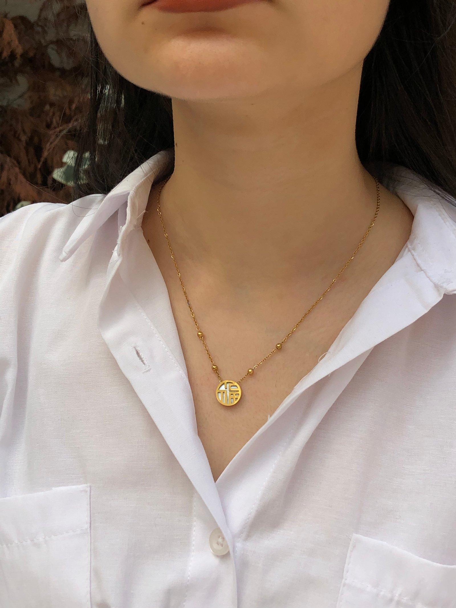 Gold Çelik Madalyon Kolye