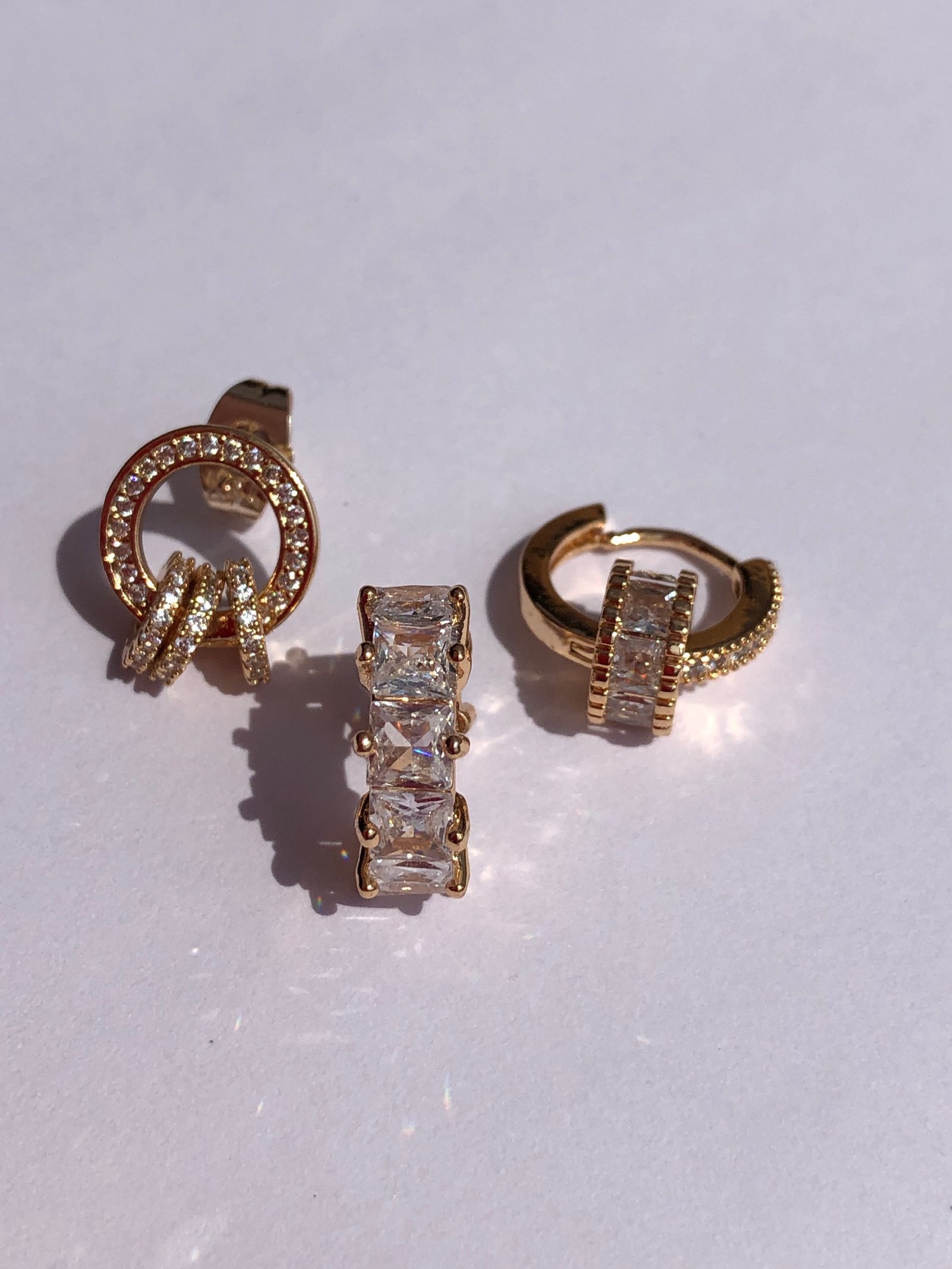 Üçlü küpe set gold çelik